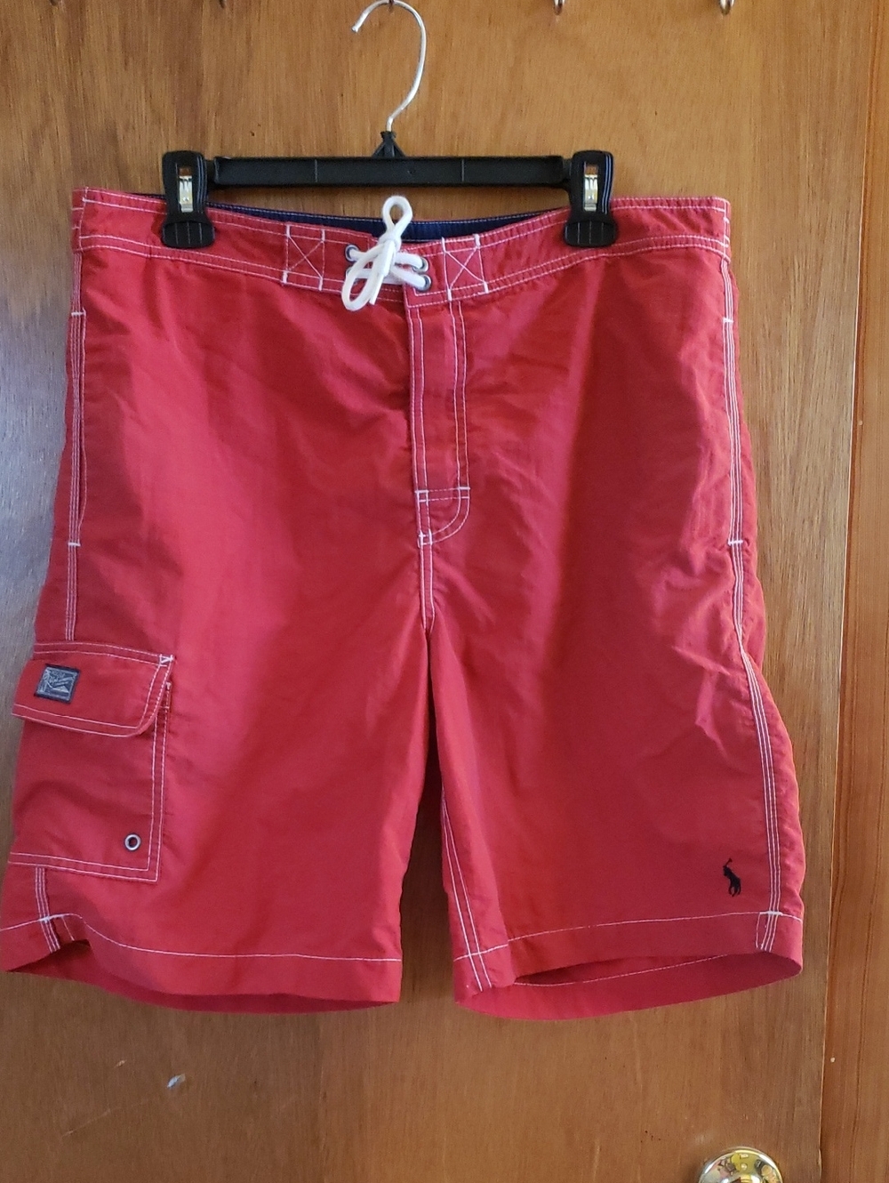 Ralph Lauren Red Swim Shorts with Contrast Stitching Medium